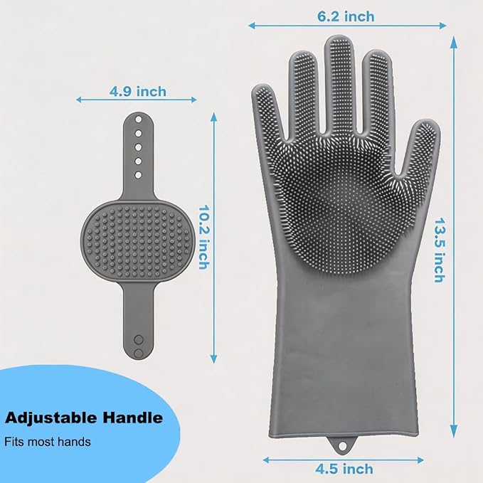 3PCS Dog Bath Brush Set | Dog Washing Gloves with Shampoo Brush, Dog Scrubber with Adjustable Handle, Pet Shower Brush for Bath, Massage and Grooming