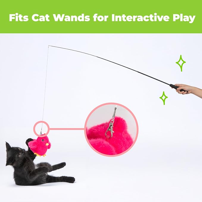 Catify Best Pet Supplies Flapping Duckling, Chick & Bird Cat Toy - Motion-Activated Wings Realistic Chirps, Catnip-Infused Plush, USB Rechargeable Indoor Cats & Kittens, Self-Play Enrichment - Fuchsia
