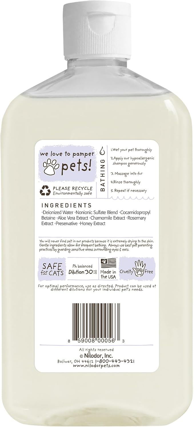 Bobbi Panter Hypoallergenic Dog Shampoo Honey, Aloe Vera, Chamomile & Rosemary – Dye & Fragrance Free Natural Formula for Sensitive & Allergy Skin, Tear-Free, 30:1 Concentrate, 14 oz (Case of 12)
