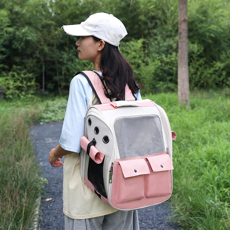 Cat Backpack Carrier for Cats and Small Dogs Small Animal (Pink)