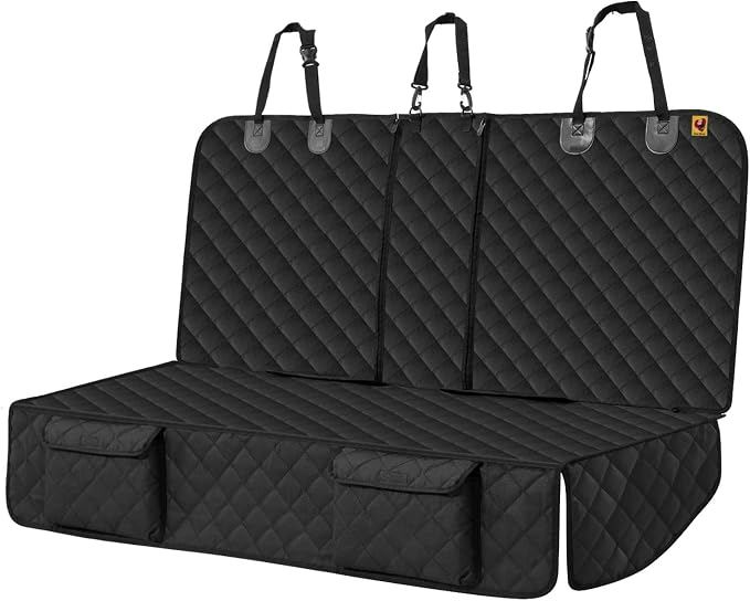 Bark Lover Dog Car Seat Cover for Back Seat,Armrest Compatible, Waterproof Backseat Protector, Nonslip Rear Seat Cover for Dogs & Kids, Universal Size Fits Cars Trucks SUVs(Black)