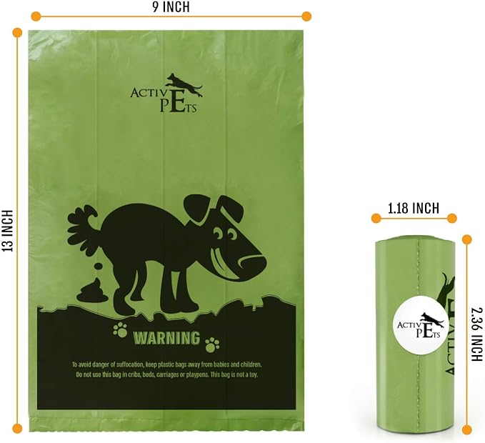 Active Pets Extra Thick, Leak-Proof Dog Waste Bags - Lavender-Scented, Eco-Friendly, Easy-Tear, Strong Doggy Bags For Poop