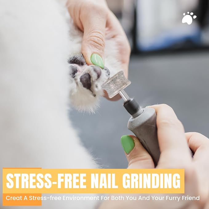 CAELUM Diamond Dog Nail Grinder Bit, 80 Grit Pet Nail Grinder Attachment for Large & Small Dogs, 1/8" Shank Fits Dremel Rotary Tools, Low Noise Nail Trimming Bit for Home Grooming