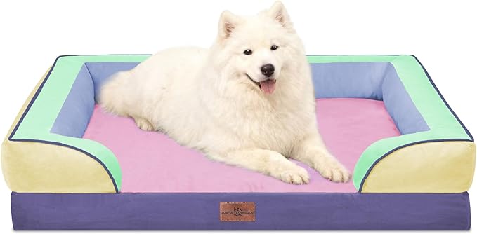 Comfort Expression Orthopedic Dog Beds for Large Sized Dog with Bolster | Waterproof Dog Couch Bed with Washable Cover & Non-Slip Bottom, Supportive Egg Crate Foam Large Pet Bed, 36x27 Inch