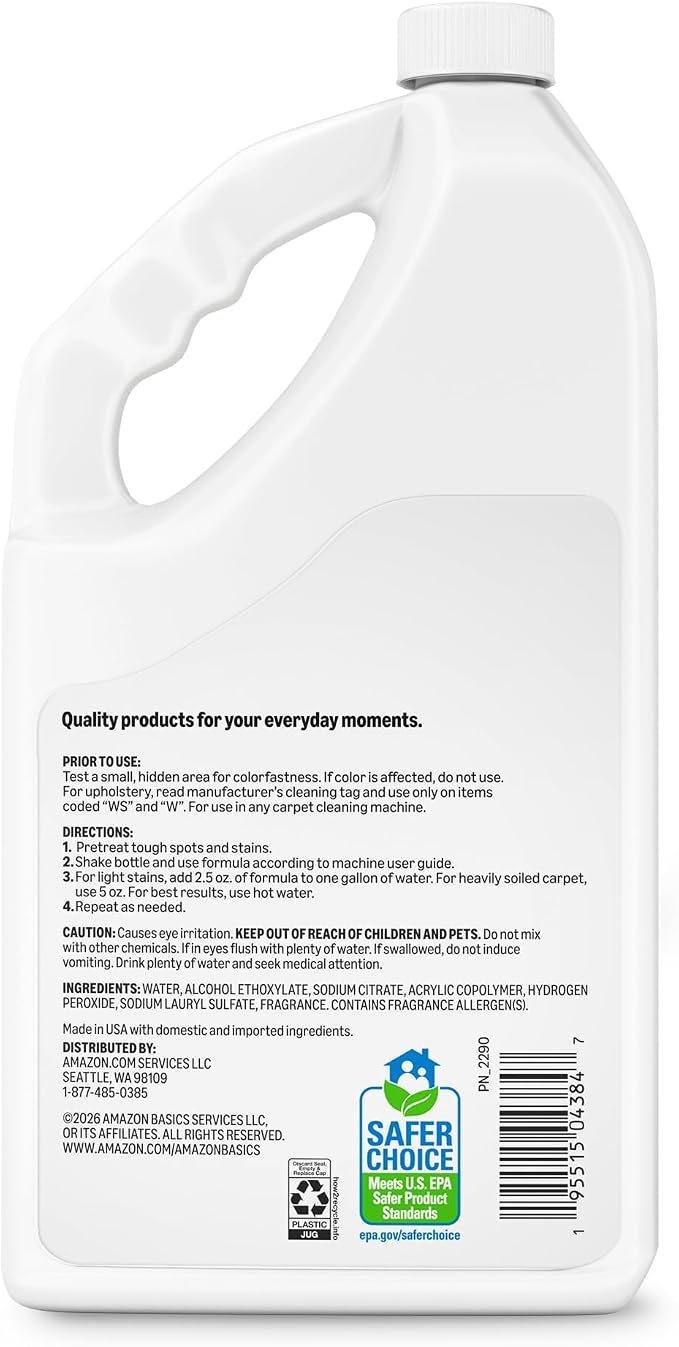 Amazon Basics Carpet Cleaner, Carpet Stain Remover, Fresh Scent, 64 fl oz, Packaging May Vary (Pack of 2)
