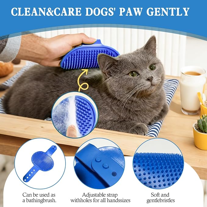 【𝗡𝗲𝘄 𝗳𝗼𝗿 𝟮𝟬𝟮𝟲】9PCS Dog Washing Kit - with Shampoo Brush,Pet Paw Cleaner and Claw Cream,Washing Gloves, Bath Brush,ToothBrushes & Ear Cleaner,Self Cleaning Slicker Brush,Dog Bath Supplies