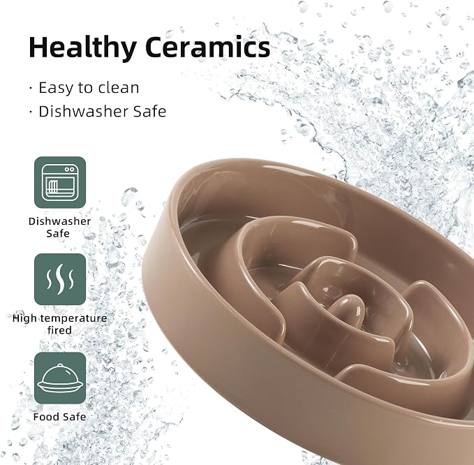 Havniva Ceramic Slow Feeder Dog Bowls, 1.6 Cups Dog Bowl Slow Feeding for Medium Breed, 8.2inch Puzzle Dog Food Bowl Slow Feeder Non-Slip Anti-Gulping and Anti-Choking Reduces Bloating