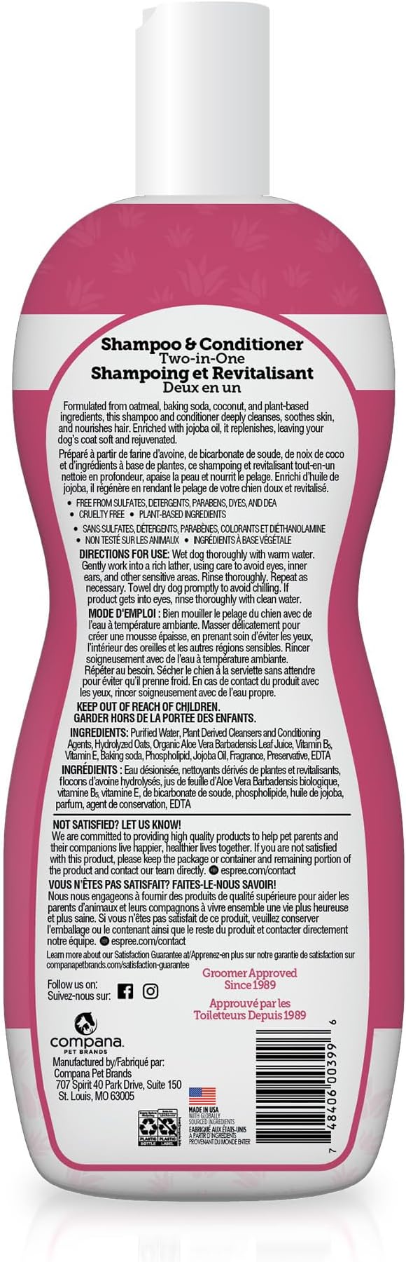 Espree Simple Soothe Dog Shampoo & Conditioner, Dog Grooming, 20 oz | Soothing Shampoo, Dog Conditioner, Professional Dog Grooming, Grooming Supplies, Moisturizing, Nourishing Coat, Salon Quality