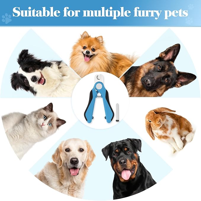 Swihauk Heavy Duty Dog Nail Clippers and Trimmers, Professional Pet Nail Clippers with Nail File for Dogs Cats Small Animal, Claw Clippers with Safety Guard to Prevent Over-Cutting, Blue