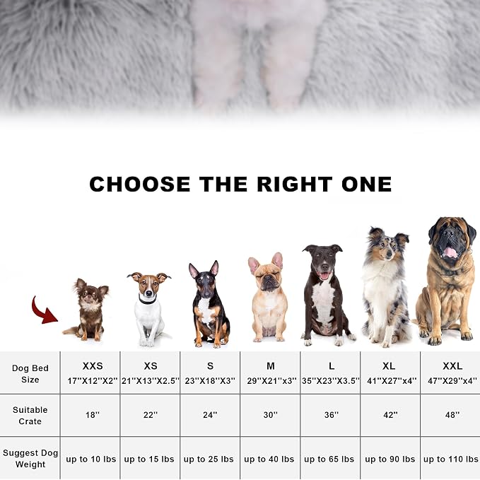 Bedfolks Plush Dog Crate Pad, Washable Faux Fur Kennel Bed for XXL Dogs, Waterproof, 47"x29", Grey