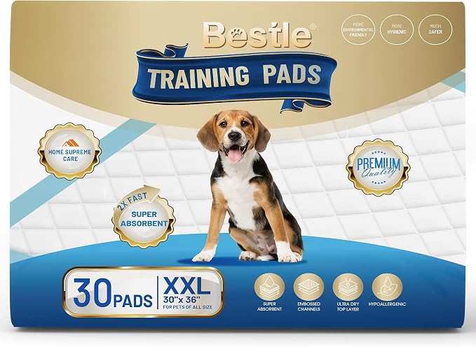 BESTLE Extra Large Pet Training and Puppy Pads Pee Pads for Dogs 30"x36" Super Absorbent & Leak-Proof, 30 Count