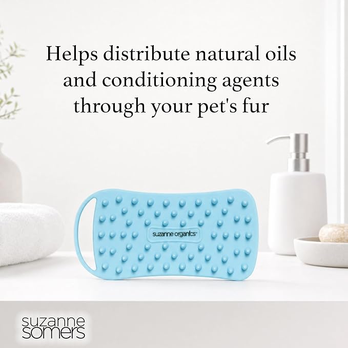 SUZANNE Organics Pet Brush - Professional Grooming Tool for Dogs & Cats - Gentle Firmness for Deshedding & Massaging - Designed for Use with SUZANNE Organics Pet Shampoo - Certified ToxicFree