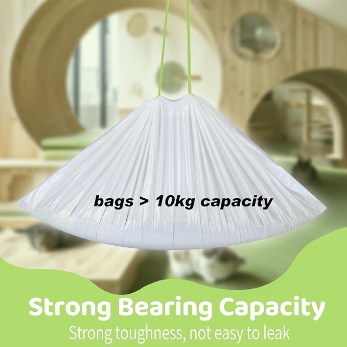 Thickened Extra Large Cat Litter Box Liners 37" x 17", 40 Count Kitty Waste Bags with Drawstring – Heavy Duty Tear-Resistant Waterproof Pre-Separated Cat Litter Pan Liners for Easy Cleanup