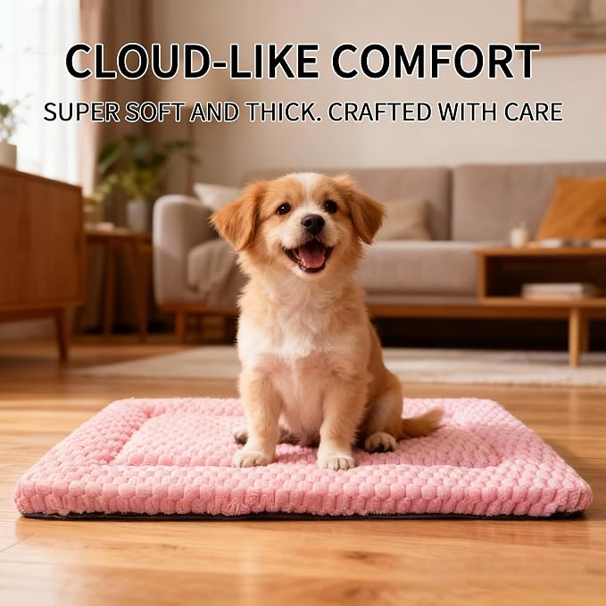 Dog Bed Mat - Dog Crate Pad - Reversible Mat for Pet Comfort - Soft Bed Crate Pads with Dual-Sided Design for All Seasons (Pink, 24" L*18" W*1.5" Th)