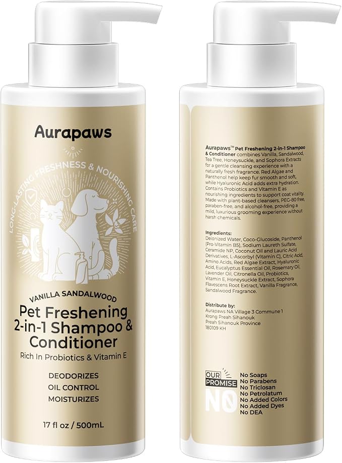 Probiotic Dog Shampoo and Conditioner, Sandalwood Blend, 17oz Each | Naturally Fresh, Supports Skin Barrier, Nourishes, Oil Control, Clean, Balanced Skin Microbiome, Moisturizing & Deodorizing