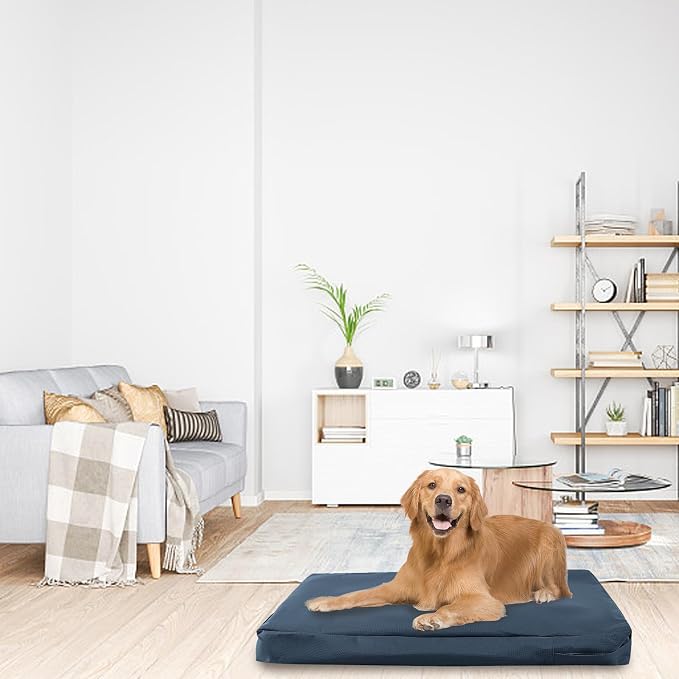 Waterproof Dog Bed Cover Replacement for 48 Inch Wire Crates, Heavy Duty Oxford Fabric Pet Bed Sleeve with Zipper, Washable & Durable Mattress Protector for Puppy, 46" L x 29" W x 4" H (Cover Only)