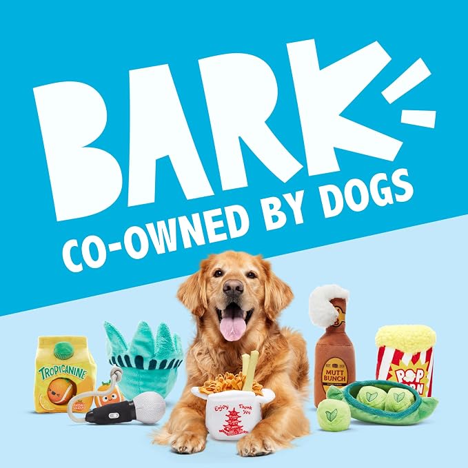 BarkBox Canned Smeat Dog Toy | 2-in-1 Plush Set with 2 Squeakers & Crinkle | Multi-Part Squeak Toy for Extra Small to Small Dogs