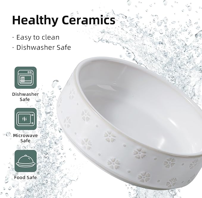 Havniva 6.1" Elevated Dog Bowls Ceramic Raised Dog Bowl with Non-Slip Stand (Acacia Wood) Two Height Options, Dog Food & Water Bowl for Small Breed Dogs - 1.7 Cups 13.5 oz