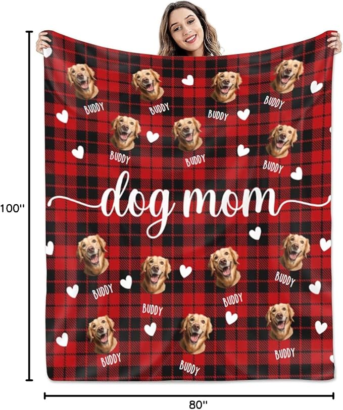 Pamaheart Custom Dog Face Blankets, Personalized Pet Photo Blanket, Fleece Dog Blankets, Customized Photo Throws, Dogs Dad Gifts, Pet Lover Gifts, Memorial Gift /26