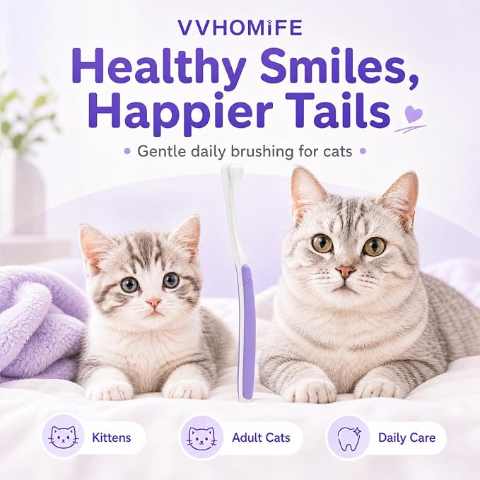 Cat Toothbrush for Cats & Kittens, Soft Bristles, Compact Head | Gentle Care for Small Mouths. Easy Daily Brushing. Gum Comfort. Calmer Bonding. Everyday Oral Routine
