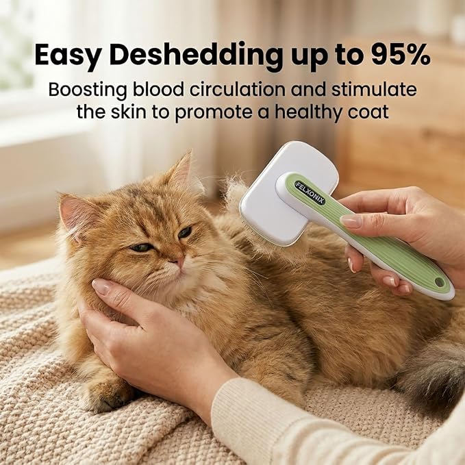 Self Cleaning Slicker Brush for Dogs & Cats, Deshedding Dog Brush | Cat Brushes for Indoor Cats, Removes Loose Undercoat, Mats and Tangles, Skin Friendly Grooming for Long and Short Hair