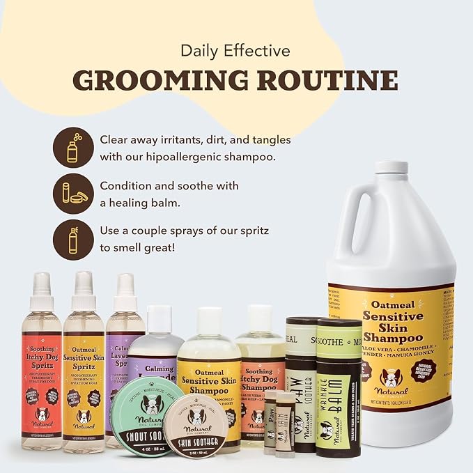 Natural Dog Company Oatmeal Shampoo & Sensitive Skin Conditioner Bundle for Dogs – Anti-Itch, Hypoallergenic Oatmeal Formula with Manuka Honey & Chamomile, Moisturizing, Deodorizing & Detangling Groom