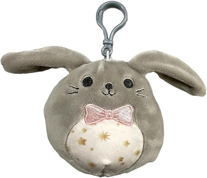 Squishmallow Official Kellytoy Plush Pets Squad Dogs Cats Bunnies Squishy Soft Plush Toy Animals (Grey/Multi, Blake Bunny Rabbit, 3.5 Inch Clip)