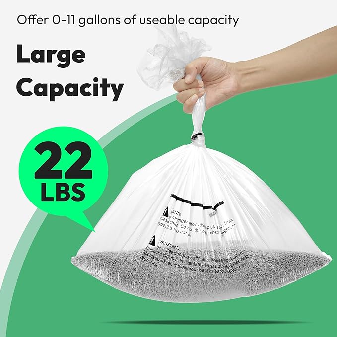 Waste Bags, Compatible with Litter Robot 4/5/3, 50 Pack Liners for Self Cleaning Litter Box, 9-11 Gallon Capacity, Pre-Separated, Transparent, Replacement Cat Litter Bags