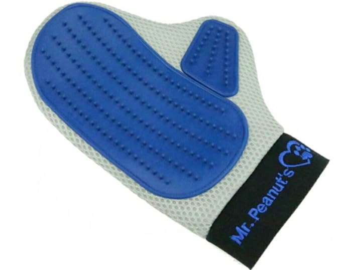 Mr. Peanut’s Pet Grooming Glove – Deshedding Hair Removal Mitt with Gentle Silicone Tips, Adjustable Wrist Strap & Breathable Mesh; Perfect for Dogs, Cats, Rabbits & Small Pets (Pack of 2)