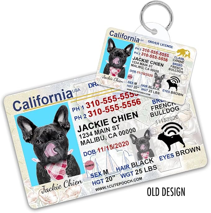 California Driver License Custom Dog Tag for Pets and Wallet Card - Personalized Pet ID Tags - Dog Tags for Dogs - Dog ID Tag - Personalized Dog ID Tags - Cat ID Tags - Pet ID Tags for Cats