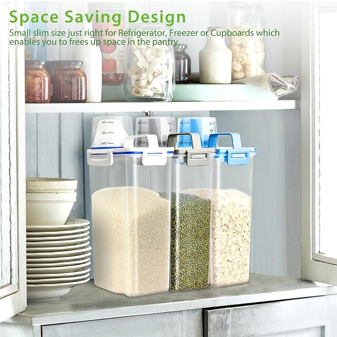 Viretec Rice Storage Container, 3 to 5Lbs Dry Food Airtight Container, Pet Dog Cat Food Canister, BPA Free Clear Plastic Kitchen and Pantry Organization Bin for Oatmeal, Grain, Cereal, Pasta, Flour