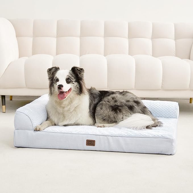 EHEYCIGA XXL Dog Bed Memory Foam, Orthopedic Giant Dog Bed Jumbo with Washable Removable Cover, Waterproof Pet Sofa Couch with Nonskid Bottom, 48x35x7.5, Washblue
