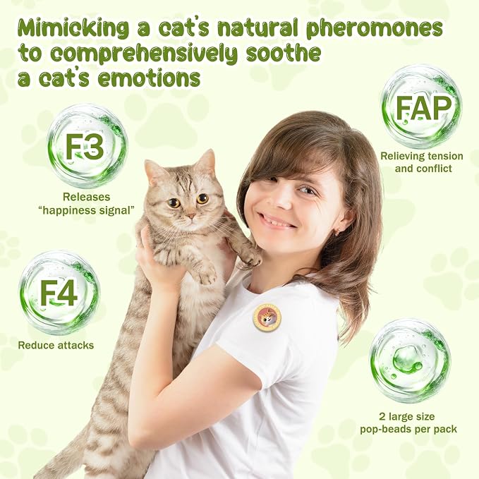 QHZ Cat Calming Diffuser for Anxiety Relief – Portable Cat Anxiety Treatment for Travel, Car, Vet & Home, No Plug-in Needed, 24-Hour Stress Support for Cats & Kittens, 12-Pack