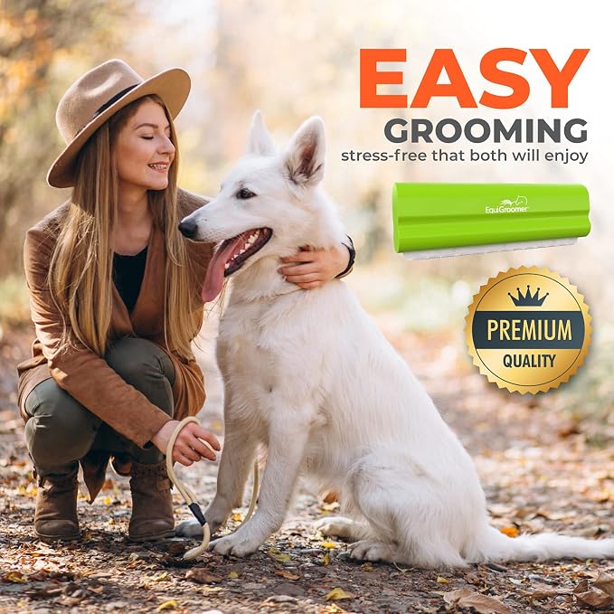 EquiGroomer 5-Inch Undercoat Deshedding Brush for Dogs & Cats, Lime | Best for dogs up to 100 lbs and cats of any size, short or long hair, stainless blade, no cutting or pulling