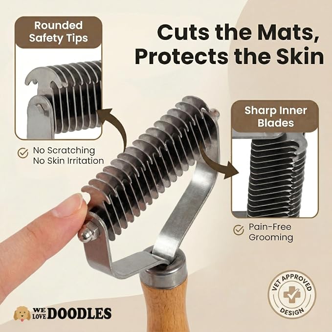We Love Doodles Large Slicker Brush for Dogs & Dog Dematting Comb - Easily Remove Dog Tangles