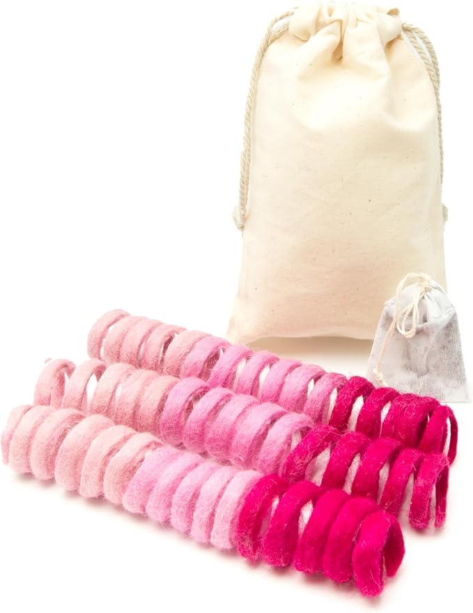 Glaciart One Felt Spring Cat Toy – 3 Pcs Soft Fuzzy Enrichment 100% Natural Wool - Interactive Stretchable Play Cat Toy Set - Safe for Pets, Non-AZO Colored Dyes - 30” Long