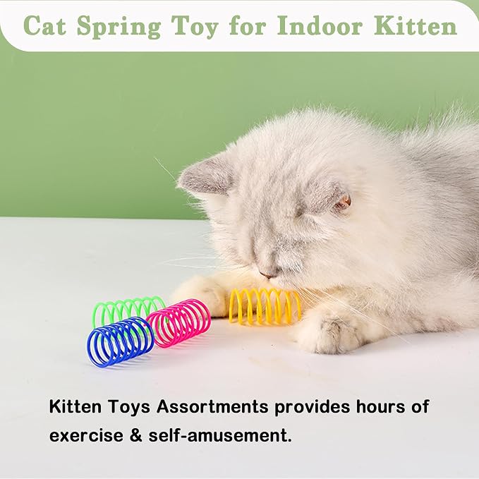 Cat Toys Assortment - Interactive Kitten Toy Bundle with Sparkle Pom Pom Balls, Crinkle Balls & Spring Toys for Indoor Cats(38-Pack)