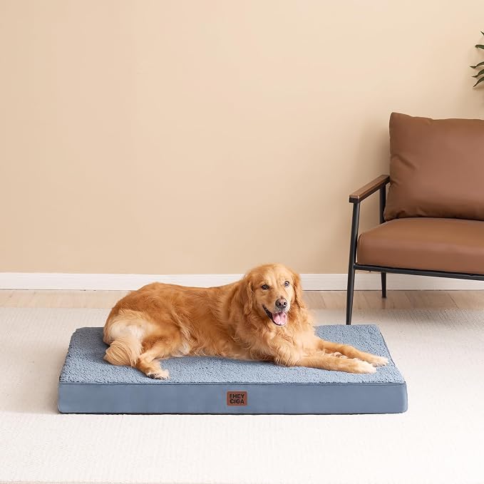 EHEYCIGA Orthopedic Dog Bed Extra Large with Removable Washable Cover, 41IN | Egg Crate Foam Support, Durable Oxford fabric, Non-Slip Bottom, Machine Washable, Soft Waterproof Plush Pet Bed Mat For Crate