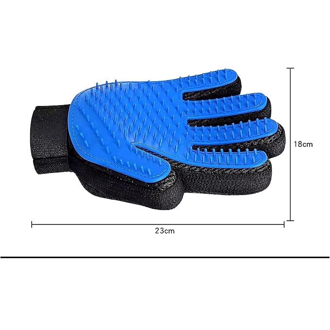 Pet Grooming Gloves – Deshedding & Bath Brush Gloves for Dogs, Cats & Horses, Gentle Hair Remover & Massage Mitt (Blue)