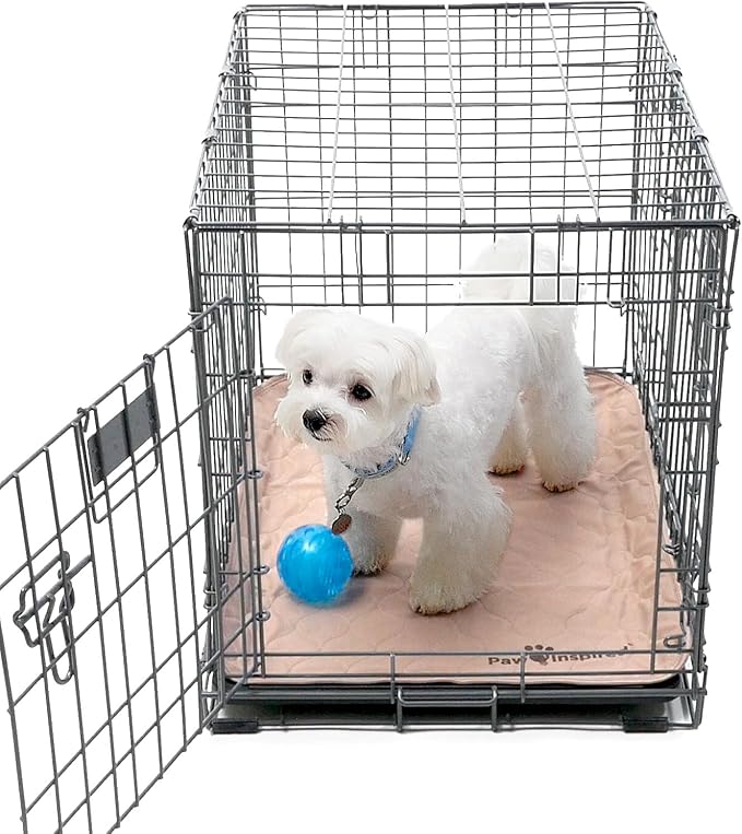 Paw Inspired Washable Crate Liners for Dogs, 24x18 Inch, 2 Pack | Fits 24 Inch Kennels, Leakproof, Non-Slip Pee Pads, Reusable Puppy Pads for Potty Training, Whelping, Waterproof Pet Mat