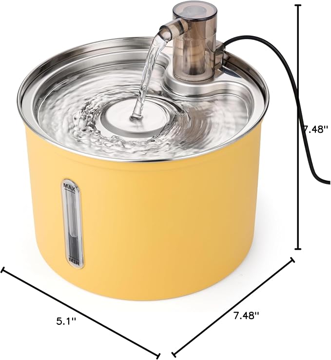 Stainless Steel Cat Water Fountain 3L – Ultra Quiet Pump, Triple Filtration System, Automatic Pet Drinking Fountain for Cats & Small Dogs, Dishwasher-Safe with USB-C Power