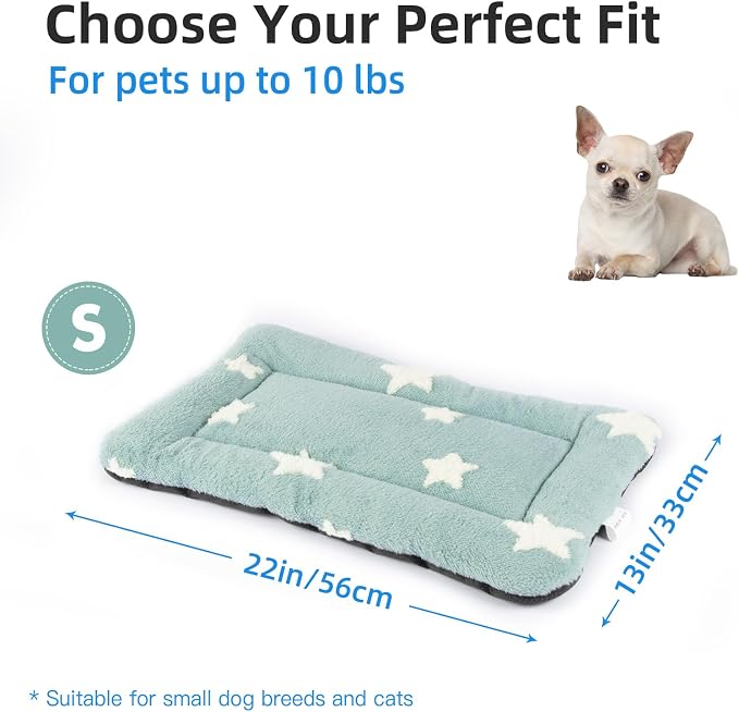 Mora Pets Cat Bed for Indoor Cats Washable Dog Crate Pad Cute Star Dog Bed Mat for Small Dogs Pet Kennel Pad for Cage Soft Flat Puppy Kitten Cushion for Sleeping Anti-Slip Blue 22 x 13 | Ultra Soft Cat Bed for Carrier, Puppy Crate Pad for Dog Cages Coz...