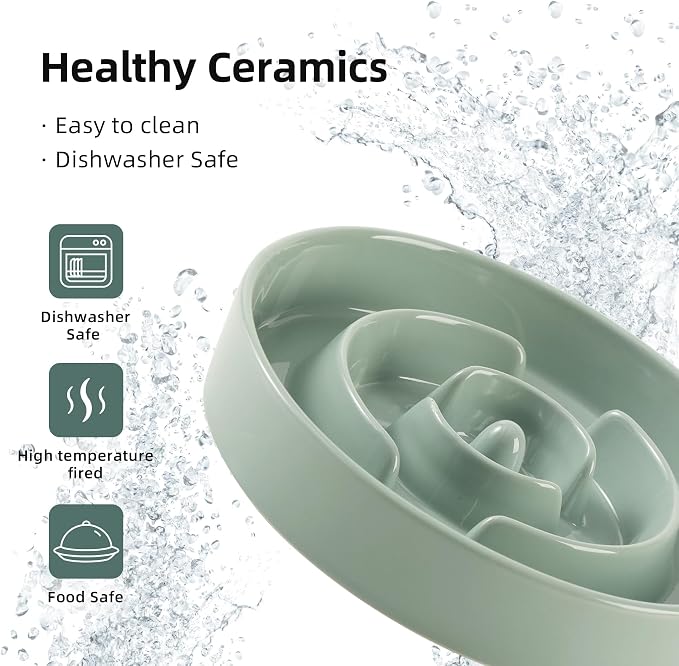 Havniva Ceramic Slow Feeder Dog Bowls, 3.2 Cups Dog Bowl Slow Feeding for Medium and Large Breed, 9.5inch Puzzle Dog Food Bowl Slow Feeder Non-Slip Anti-Gulping and Anti-Choking Reduces Bloating