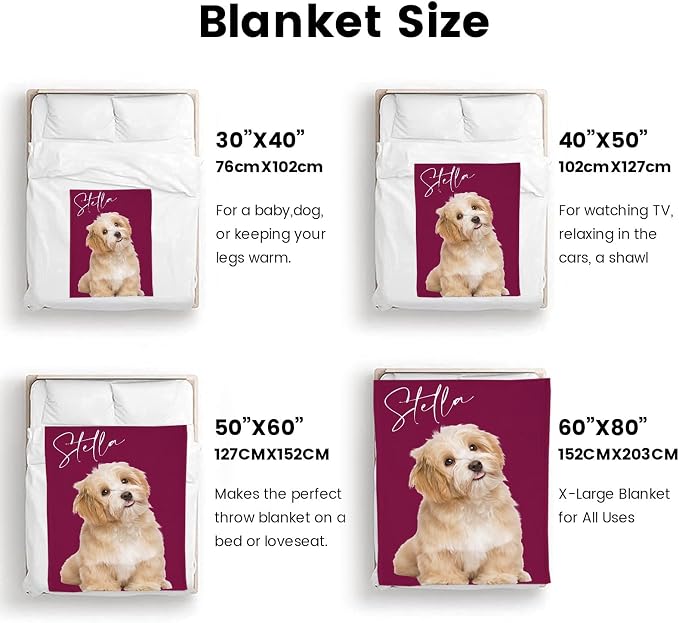 D-Story Custom Pet Blanket with Dog Photo and Name, Personalized Dog Blankets for Cat Customized Dog Blanket with Picture, Fleece Throw Blanket Gift