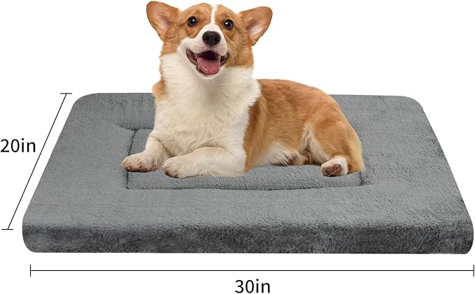 Dog Crate Mats Bed for Small/Medium Dogs, 30x20 Inch Short Plush Pet Mat, 1.6-inch Thick Thin Kennel Pad, Machine Washable Ideal for 30-Inch Dog Crates
