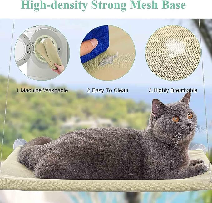 Blue Cat Hammock for Window, Cat Window Perch for Indoor Cats | Cat Window Bed Suction Cups Cat Window Hammock Space Saving Window Seat for Cats Inside