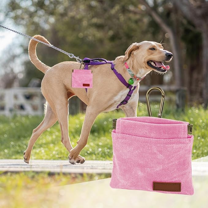 1 Pcs Pocket Pet Training Pouch,Dog Treat Pouch (Pink) | For Portable Pet Dog Walking Bag, Travel or Outdoor Use