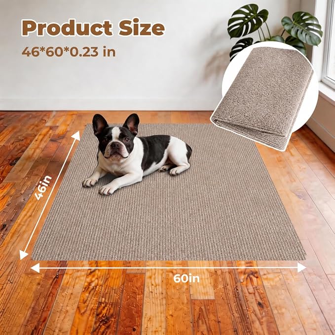 Dog Crate Mat, 46 in X 60 in Dog Playpen Mat Kennel Mat | Waterproof Non-Slip Reusable Washable Floor Protector Extra Large cages Puppy Pee Pad for Under Dogs Crate Brown