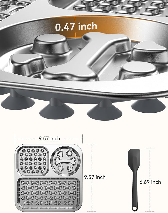 Stainless Steel Lick Mat for Dogs and Cats - FEELNEEDY Large Licking Pad with Suction Cups, Chew-Proof, Non-Slip Pet Licky Mat for Boredom Reducer and Anxiety Relief, Easy to Clean (1Pack)