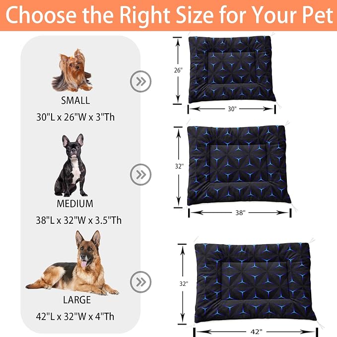 HOSIMA Geometry Print Pet Bed Mat,Fuzzy Crate Pads for Dog Cages,Washable Soft Cozy Sleeping Mat,Plush Black Pad Suitable for Small Dog Bed,30L*26W Inch.